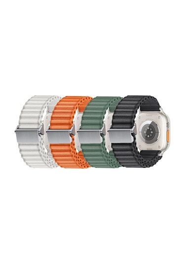 Watch 10 46mm Uyumlu Zore Krd-123 Naylon Kumaş Hasır Örgülü Kordon-beyaz