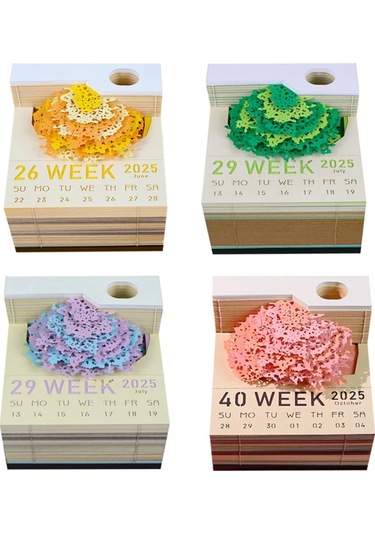 Ağaç Masa Takvimi 2025 Takvim Planlayıcı Led Işıklı Yaratıcı