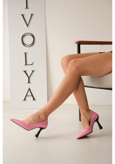 Vest Pembe Rugan 8cm Topuk Boyu Günlük Kullanım Stiletto Pembe
