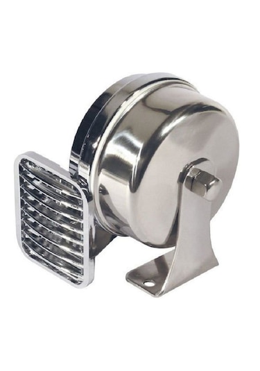 Tekne Kornası. Salyangoz. Tekli Krom Korna. 12V Krom