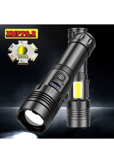 Ulzyvf Yüksek Xhp70 Usb Şarjlı, 20000 Rk Siyah Taktik Fener Createtech Zoomlanabilir Yürüyüşü, Kamp İçin Siyah