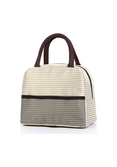 Termal Öğle Yemeği Çantası Klasik Çizgili Tasarım, Alüminyum Folyo İç Katmanlı, Buz Torbası Özellikli, Öğrenciler İçin Pratik Yemek Kabı, Isı Koruyucu Öğlen Yemeği Taşıma Çantası Yeşil