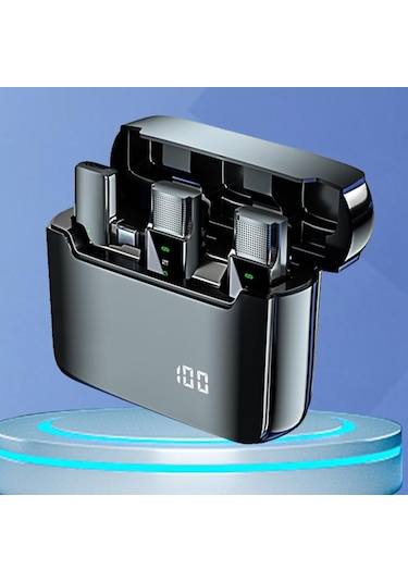 Lcd Ekranlı Kablosuz Yaka Mikrofonu Şarj Kutusu Taşınabilir