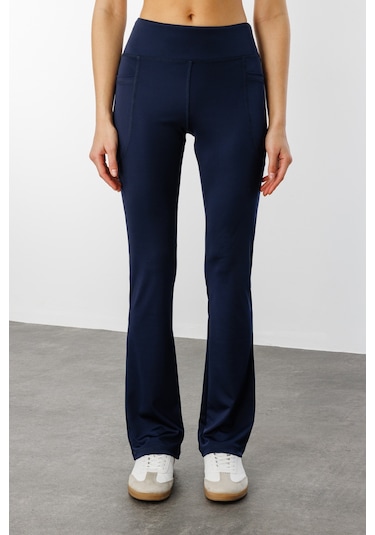 Kadın Yüksek Bel Toparlayıcı Çift Cepli Ispanyol Paça Tayt İspanyolpaça-tayt Lacivert