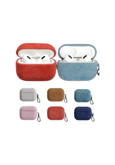 Airpods Uyumlu Pro İçin Kadife Kumaş Desenli Kulaklık Koruyucu Kılıf Pembe