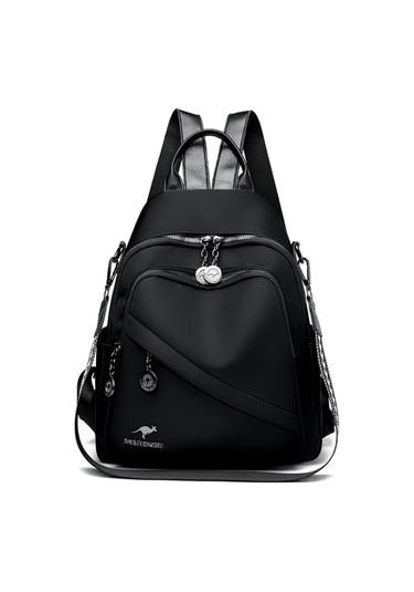 Fosenze Hafif Çok Katmanlı Siyah Nylon Sırt Çantası - Telefon Ve Kişisel Eşyalar İçin Siyah