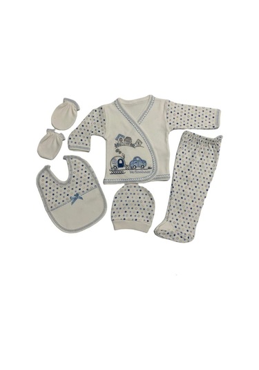 Bombino Mavi O Bebe 5li Zıbın Set Arabalı Mavi Hastane Çıkışı Yenidoğan Mavi