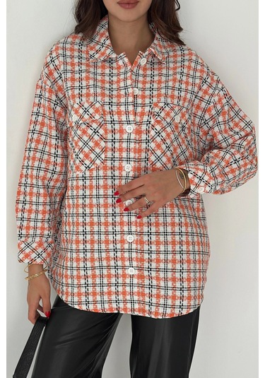 Çift Cepli Oduncu Gömlek Turuncu Turuncu