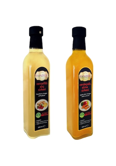 Hanzade Bitkisel Zencefilli Alıç + Zerdeçallı Elma Sirkesi 500 ML
