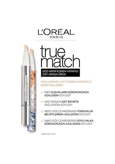 L'Oreal Paris True Match 2'si 1 Arada Göz Kremi Içeren Kapatıcı 1-2R Rose Porcelain