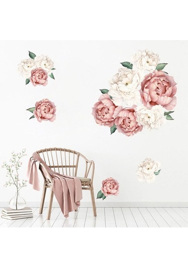 Dancemonkey Kendiliğinden Yapışan Pembe Şakayık Çiçek Duvar Stickerı - Su Geçirmez & Çıkarılabilir Koyu Pembe Koyu Pembe