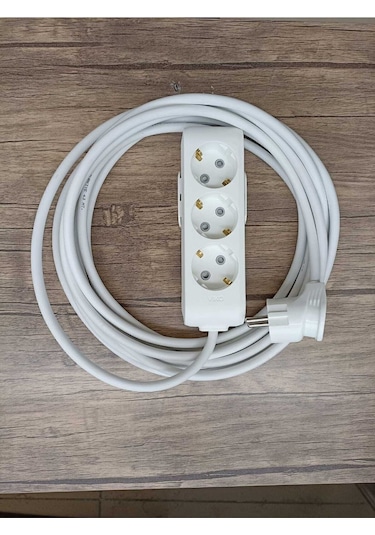 Seçer Marka 3 Metre Ekonomik 3'lü Grup Priz Topraklı 3 Metre Kablo Caa 7 M