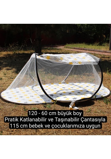 Katlanabilir Bebek Cibinlik Tül Sineklik Haşere Koruyucu Çantalı Bebek Gölgelik Çadırı 120-60 Cm