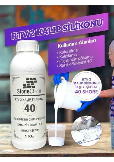 Yüksek Kalite 1. Sınıf Rtv 2 Kalıp Silikonu 1 Kg Yarı Şeffaf 40 Shore 1