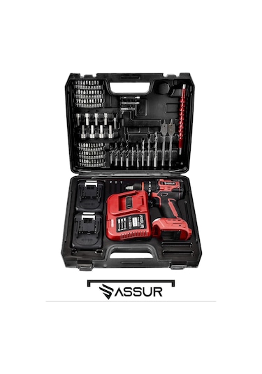 Assur ASR133 21V Darbeli Şarjlı Matkap Vidalama Kırmızı