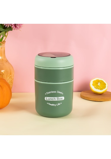 Porsima 66720 Çelik Yemek Termosu Lunch Box Yemek Kabı Yeşil 710m