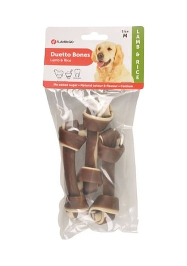 Flamingo Duetto Kuzu ve Pirinçli Köpek Kemik Ödülü Medium 3 Adet
