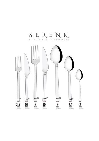 Serenk Barselona Çelik Çatal Kaşık Bıçak Takımı 42 Parça Gümüş