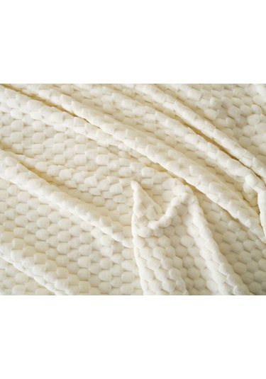 Doqu Petek Battaniye Seti Çift Kişilik Krem Diğer