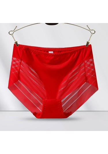 Tcherchi Büyük Beden Yüksek Bel Dantelli Nefes Alabilen Kadın İç Çamaşırı Kırmızı