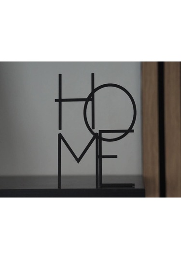 Ürün ismini Home Yazılı Dekoratif Aksesuar Siyah Metal Görünümlü (2 Adet)