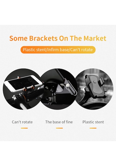 Tenfowee Bisiklet Ve Motosiklet İçin Alüminyum Telefon Tutucu, 4.5-6.8 İnç Uyumlu, Siyah, Gidon Stili Siyah