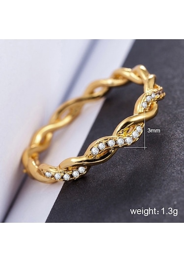 Fastbuy Elegant Kadın Yüzük - Twist Tasarım - Manyetik Rhinestone - Altın - Renkli - Us 6 Çok Renkli
