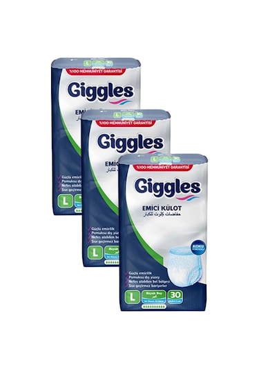 Giggles Külotlu Yetişkin Hasta Bezi Büyük Boy L 3 x 30'lu