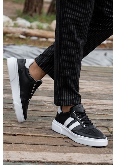Saphiro Günlük Ortopedik Erkek Sneaker Spor Ayakkabı Siyah-beyaz