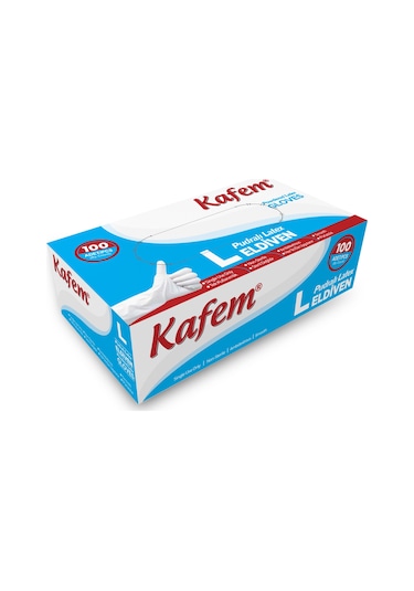 Kafem Beyaz Lateks Eldiven Pudralı (L) 100 Lü X 20 Paket (Koli)