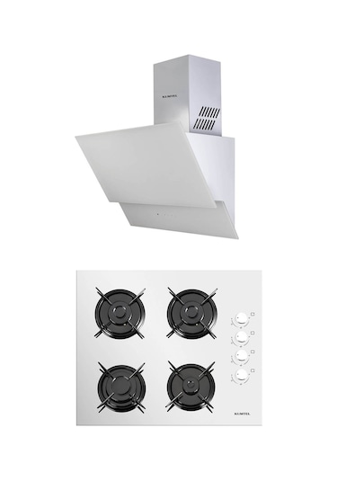 Kumtel KO-40 TAHDF - DA6-835 Beyaz Cam Ankastre Set