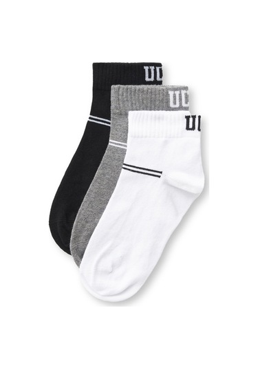 Brennus 3'lü Siyah Gri Beyaz Uzun Jakarlı Standard Fit Unisex Çorap Siyah Gri Beyaz