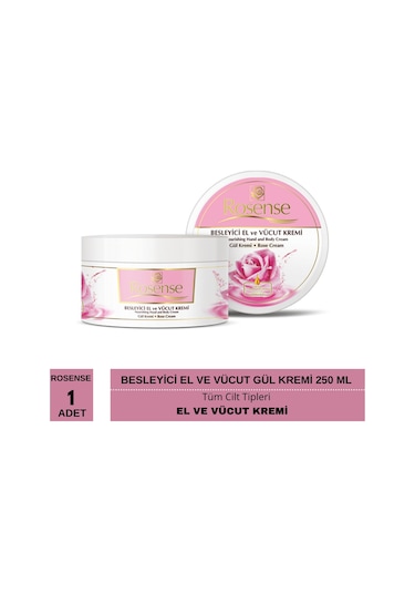Rosense Gül Özlü Besleyici El ve Vücut Kremi 250 ML