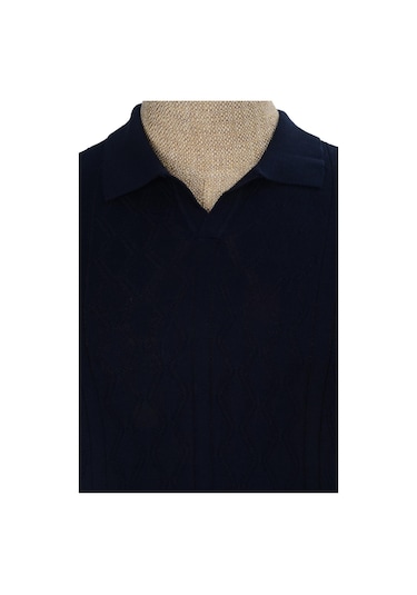 Cengiz İnler Desenli Merserize Polo Yaka Erkek Triko T-shirt 001