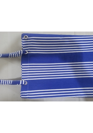 Ceylan Home Balkon Perdesi Kuş Gözü Ölçü Seçenekli Mavi İnce Çizgili Mavi