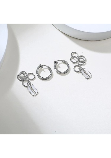 Samdoo Erkekler İçin Gümüş Renkli Tüy Pendanlı Vintage Metal Çember Küpe - Deliksiz Tasarım, Konforlu Taşım, Paslanmaz Çelik Malzeme Diğer