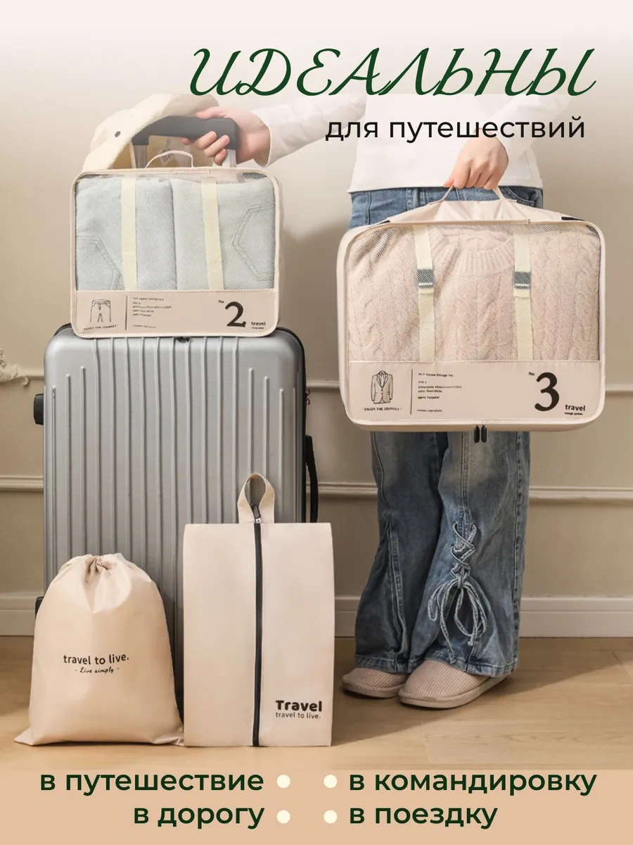 Homlove Valiz İçin Organizatör Seti, 7 Parça. 417374147 Bej