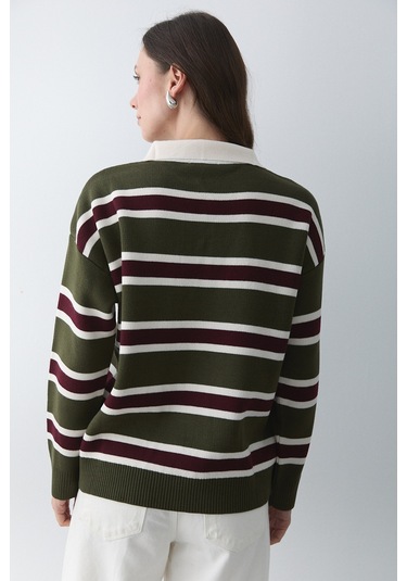 Haki Bordo Polo Yaka Kazak - 241184 Haki