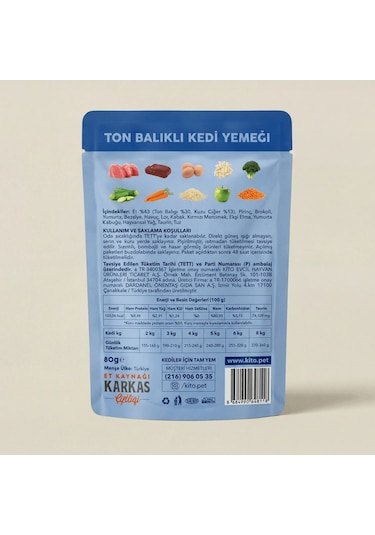 Kito Fresh Ton Balıklı Kedi Yemeği %100 Taze İçerikli Mama 80 G