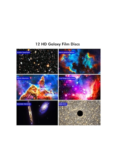 Sones Galaxy Gece Lambası Yıldız Projektör Led Masa Lambası Çocuk Odası Dekoru 12 Adet Film Diski