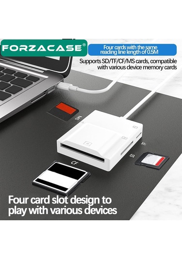 Forzacase FC974  Hızlı Type-C To SD / Micro SD / TF Kart Okuyucu Adaptör