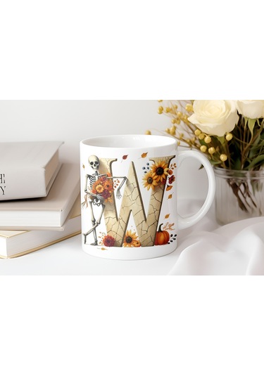 W Harfi Pembe Kareli Kalpli Göz Emojili Kupa Bardak Eğlenceli Kareli Tasarım Kahve Çay Kupası Beyaz