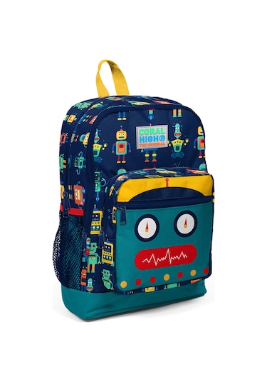 Coral High Kids Lacivert Civit Robot Desenli Dört Bölmeli Okul Sırt Çantası 23472