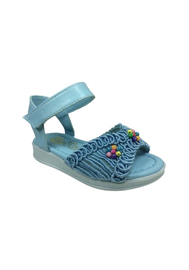 Ortopedikal 1506 Plm Kız Çocuk Sandalet Mavi Dantelli Triko Mavi