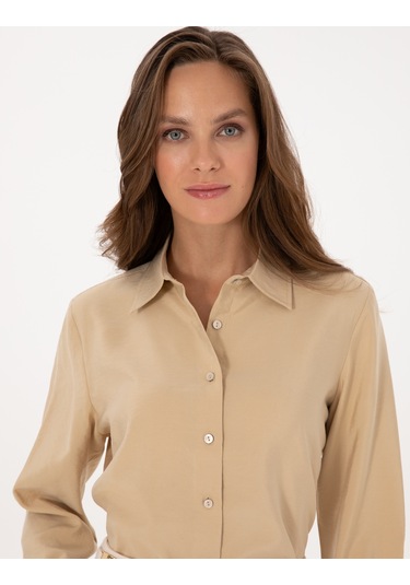 Pierre Cardin Kadın Bej Gömlek Desenli 50318195-vr011 Bej