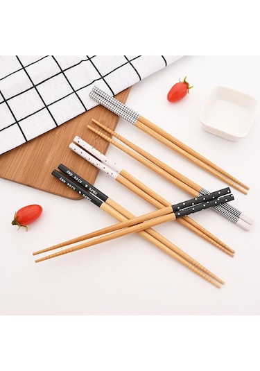 Green Circle 5 Pairs El Yapımı Doğal Bambu Ahşap Çubuklarını Sağlıklı Çin Karbonizasyon Çubuklarını Yeniden Kullanılabilir Suşi Gıda Sopa Sofra Seti Diğer