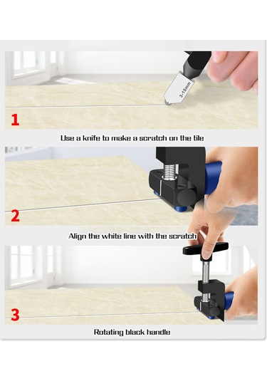 Geeroyoo El Taşlama Kesici - Manuel Cam Ve Seramik Kesme Aleti, 3-15mm Kalınlık, Rahat Tutuşlu, Yedek Bıçaklı