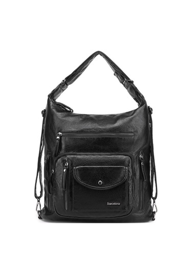 Yıkama Deri Hem Sırt Hem Omuz Kadın Çantası 21-k Barcelona 1580 Yeşil