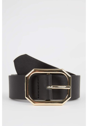 Defacto Kadın Dikdörtgen Toka Suni Deri Jean Kemeri Y5990aznsbk27 Siyah