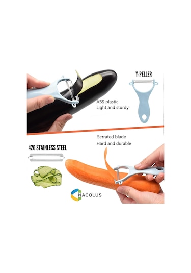 Mutfak İçin 5'i 1 Arada Mandolin Dilimleyici, Çok Bıçaklı Patates Cipsi Sebze Kesici, Mavi Diğer